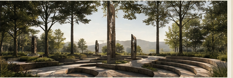 Outdoor sculpture park and amphitheater concept